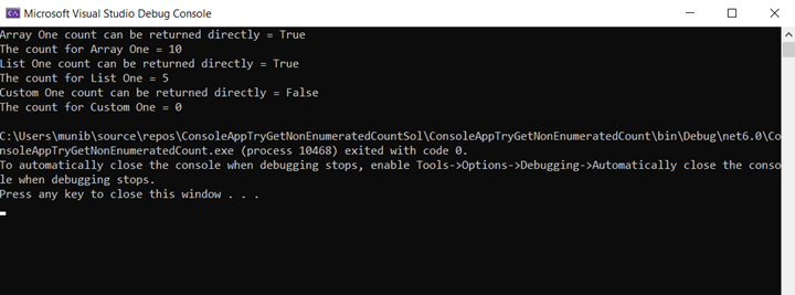 Using the TryGetNonEnumeratedCount method in Csharp